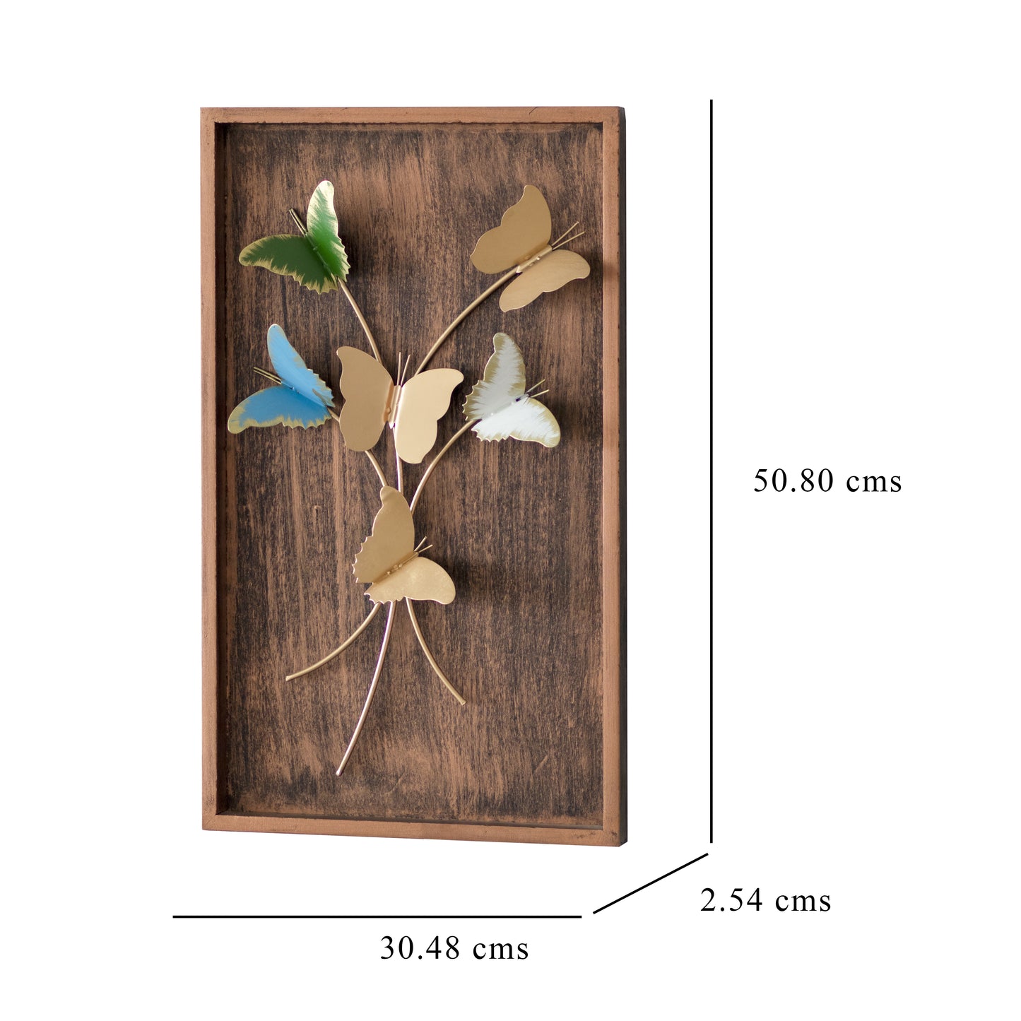 Kezevel Metal Butterfly Wall Decor - Handcrafted Multicolour Metal Wall Art, Wall Showpiece for Home Decor, Living Room Decor, Size 30.48X2.54X50.8 CM