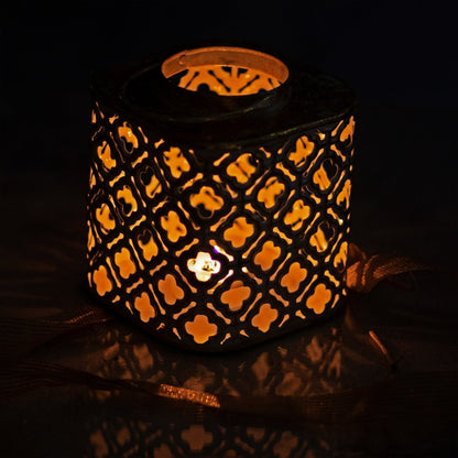 Kezevel Gold Foil Metal Lantern for Tea Light Candle - Kezevel