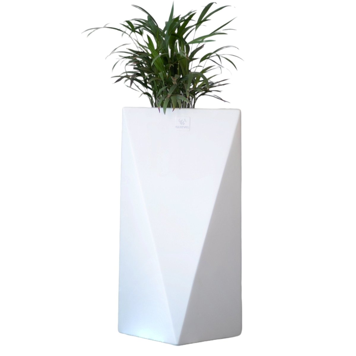 Kezevel Indoor Outdoor FRP Planter - Lightweight Durable Matte White Conical Flower Pot, Tree Planter for Home Garden Décor