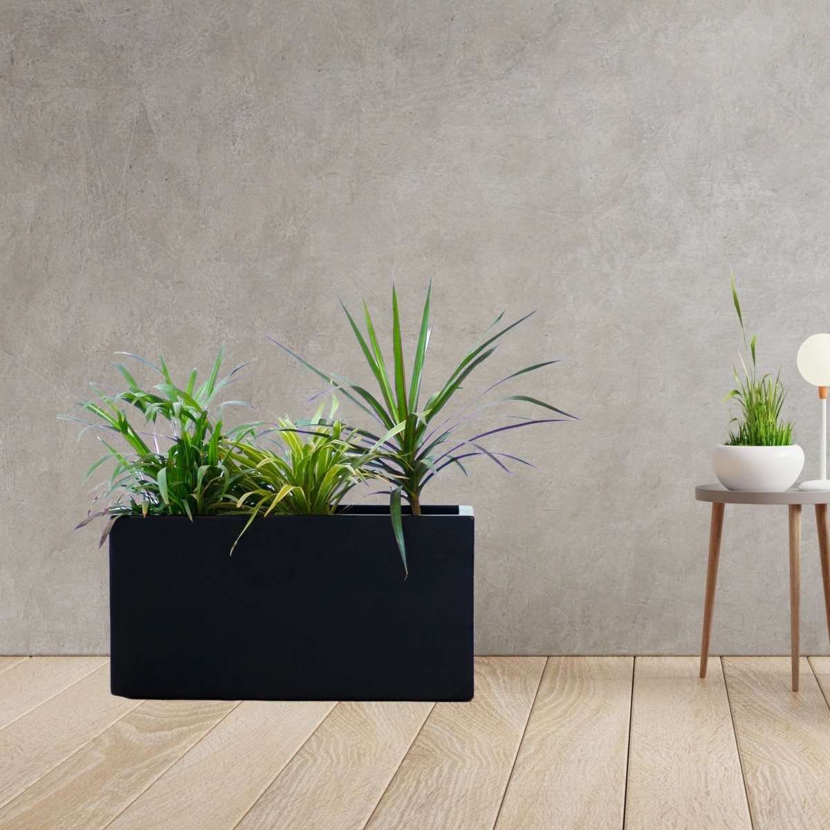 Kezevel Indoor Outdoor FRP Planters - Lightweight Durable Black Rectangle Flower Pot , Tree Planter for Garden Home Decor