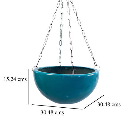 Kezevel Indoor Outdoor FRP Planters - Lightweight Durable Glossy Turquoise Blue Finish Flower Pot , Hanging Planter Decor