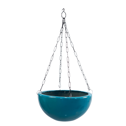 Kezevel Indoor Outdoor FRP Planters - Lightweight Durable Glossy Turquoise Blue Finish Flower Pot , Hanging Planter Decor