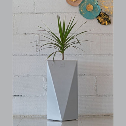 Kezevel Indoor Outdoor FRP Planters - Lightweight Durable Matte Silver Conical Flower Pot, Tree Planter for Garden Home Decor