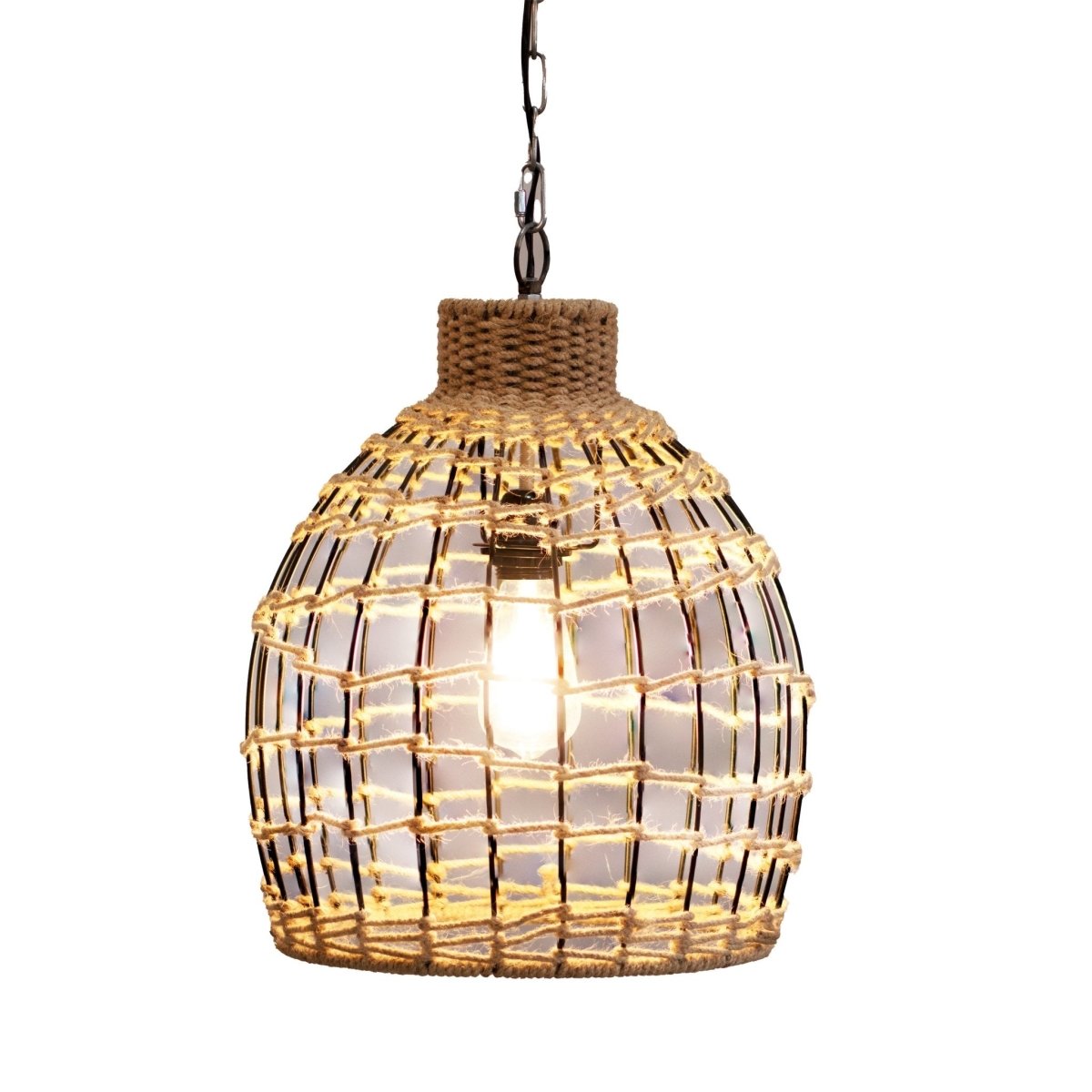 Kezevel Jute Laced Hanging Light - Artistically Handcrafted Pendant Light / Lamp for Living Room, Bedroom, Foyer and Balcony