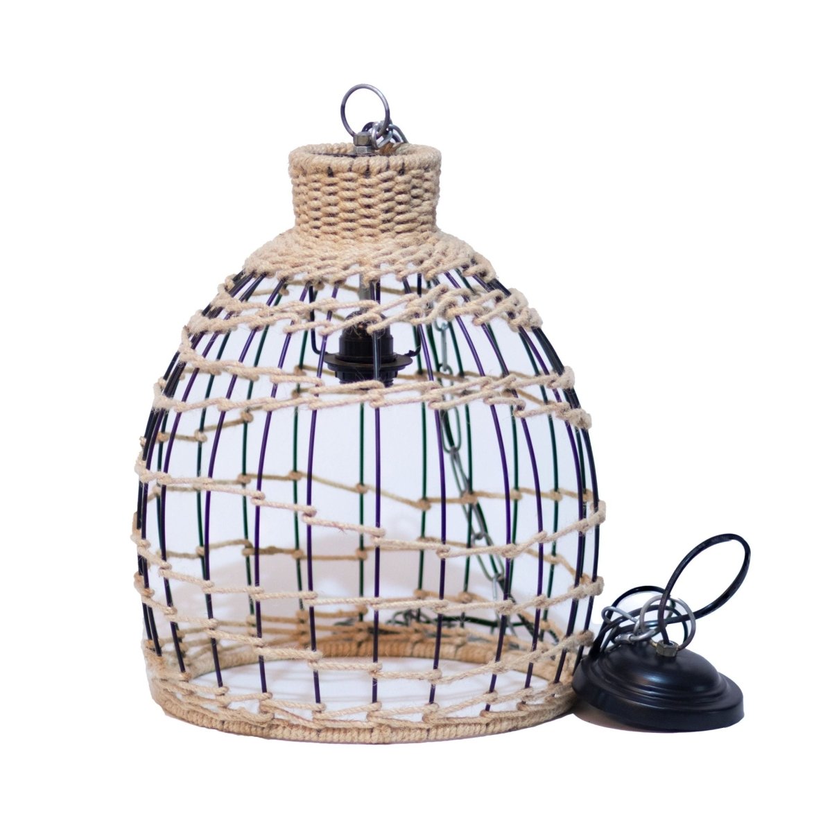 Kezevel Jute Laced Hanging Light - Artistically Handcrafted Pendant Light / Lamp for Living Room, Bedroom, Foyer and Balcony