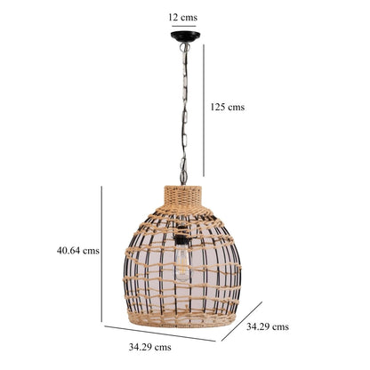 Kezevel Jute Laced Hanging Light - Artistically Handcrafted Pendant Light / Lamp for Living Room, Bedroom, Foyer and Balcony