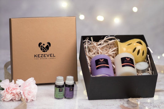 Kezevel Lavender and Lemongrass Candle and Fragrance Oil gift hamper- Pack of 1 - Kezevel