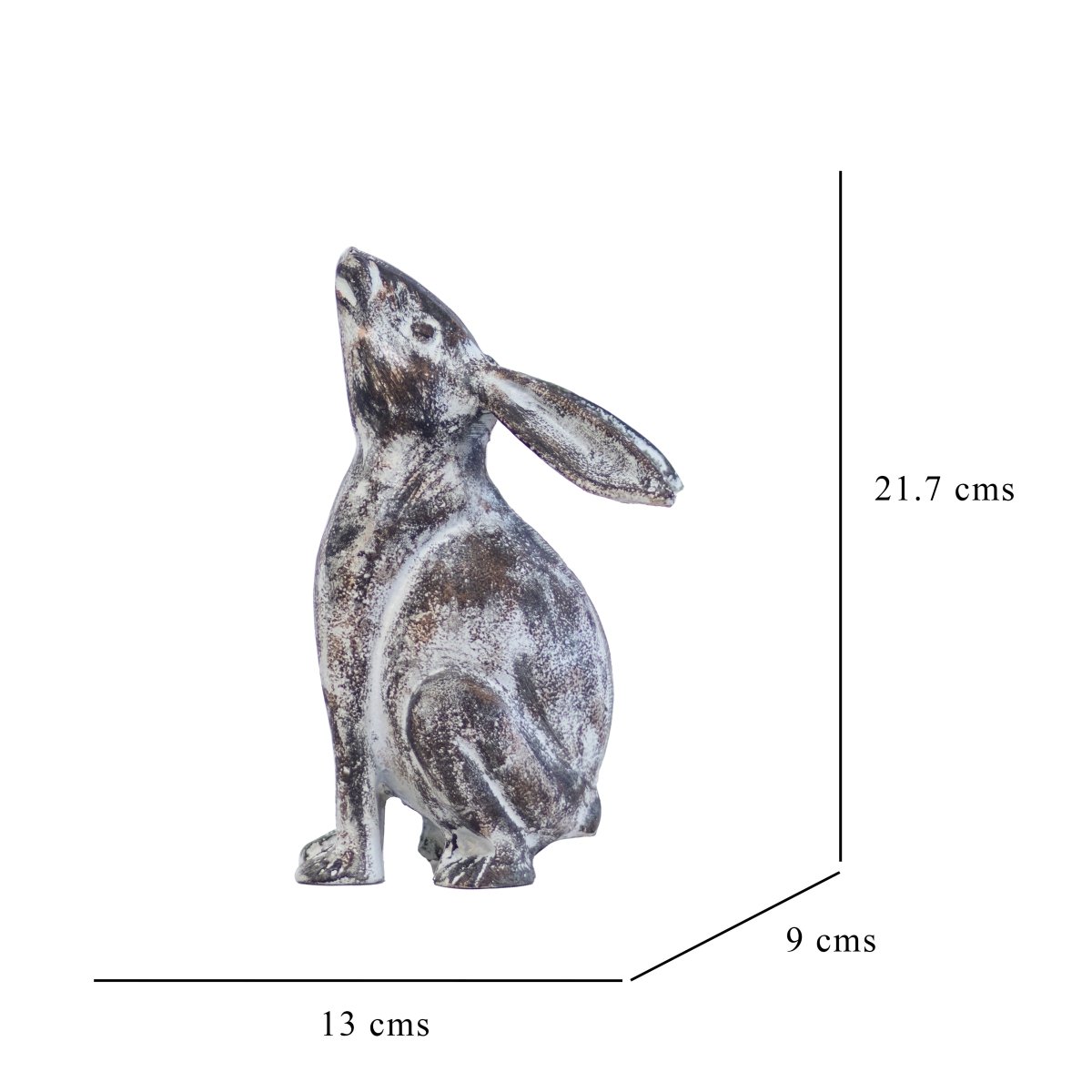 Kezevel Metal Big Rabbit Statue - Antique White Black Copper Handcrafted Rabbit Showpieces Home Decor, Animal Figurine Table