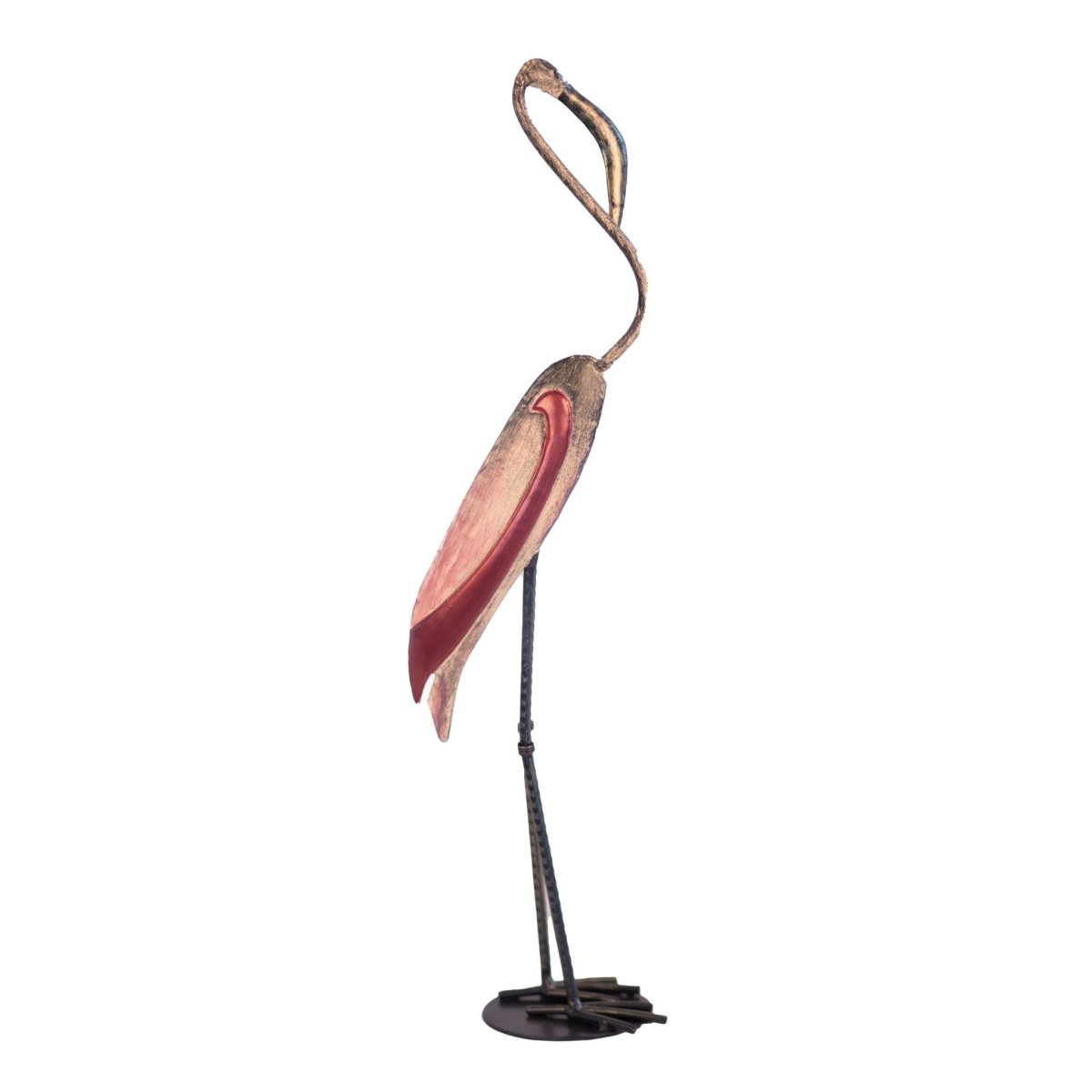 Kezevel Metal Birds Table Decor - Bird Figurine Statue in Antique Golden and Pink Finish, Metal Showpiece for Home Decor