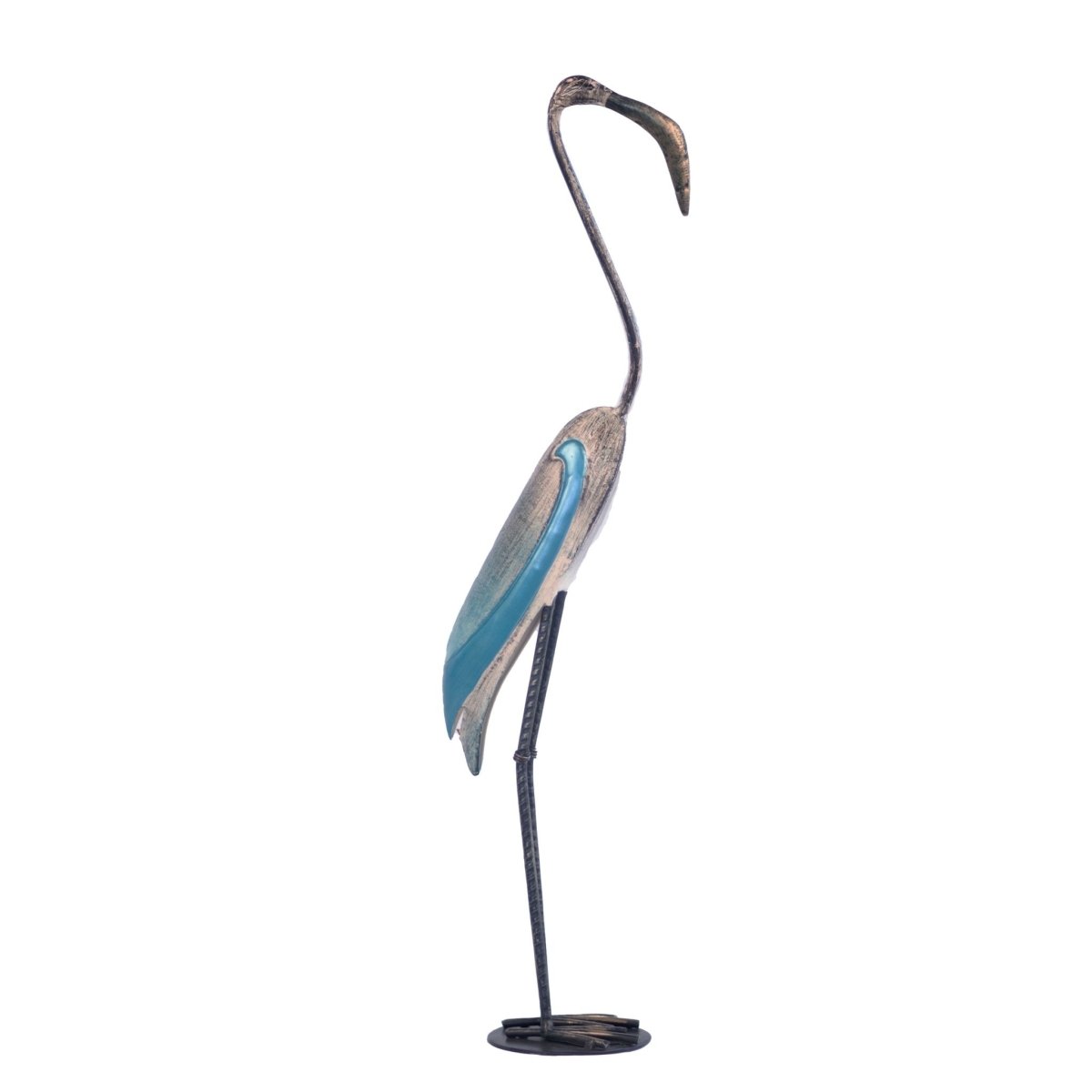 Kezevel Metal Birds Table Decor - Bird Figurines Statue in Antique Golden and Blue Finish, Metal Showpiece for Home Decor