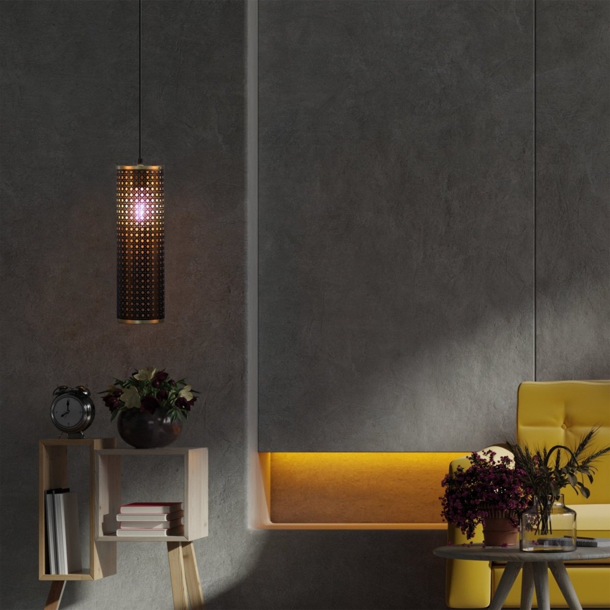 Kezevel Metal Decor Hanging Light - Black Golden Handcrafted Pendant Light / Lamp for Living Room, Bedroom, Balcony and Foyer