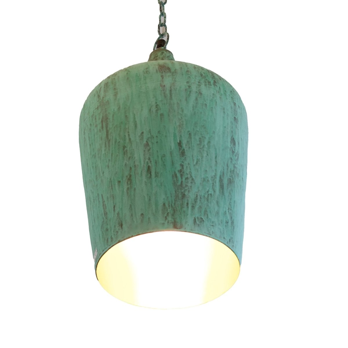 Kezevel Metal Decor Hanging Light - Handcrafted Blue Patina Hanging Light for Living Room, Decorative Pendant Light for Balcony Size 25.4X25.4X43.18CM - Kezevel