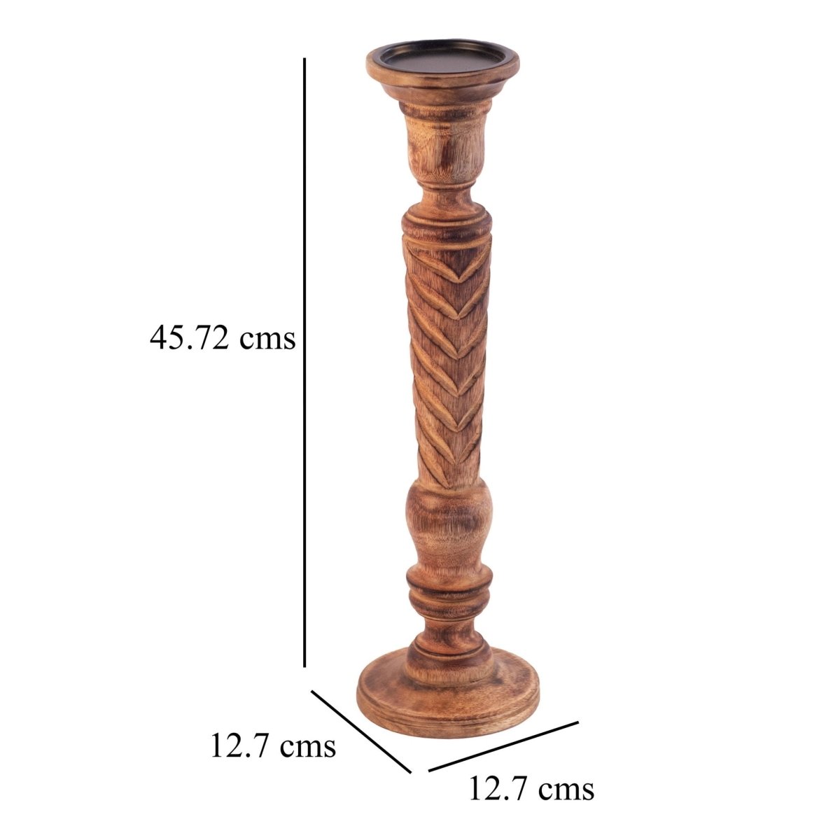 Kezevel Wooden Candle Stand - Artistic 18" H Antique Brown Mango Wood Candle Holders for Home Decoration , Room Decoration