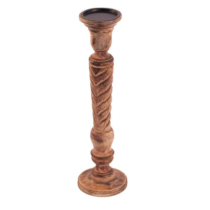 Kezevel Wooden Candle Stand - Artistic 18" H Antique Brown Mango Wood Candle Holders for Home Decoration , Room Decoration