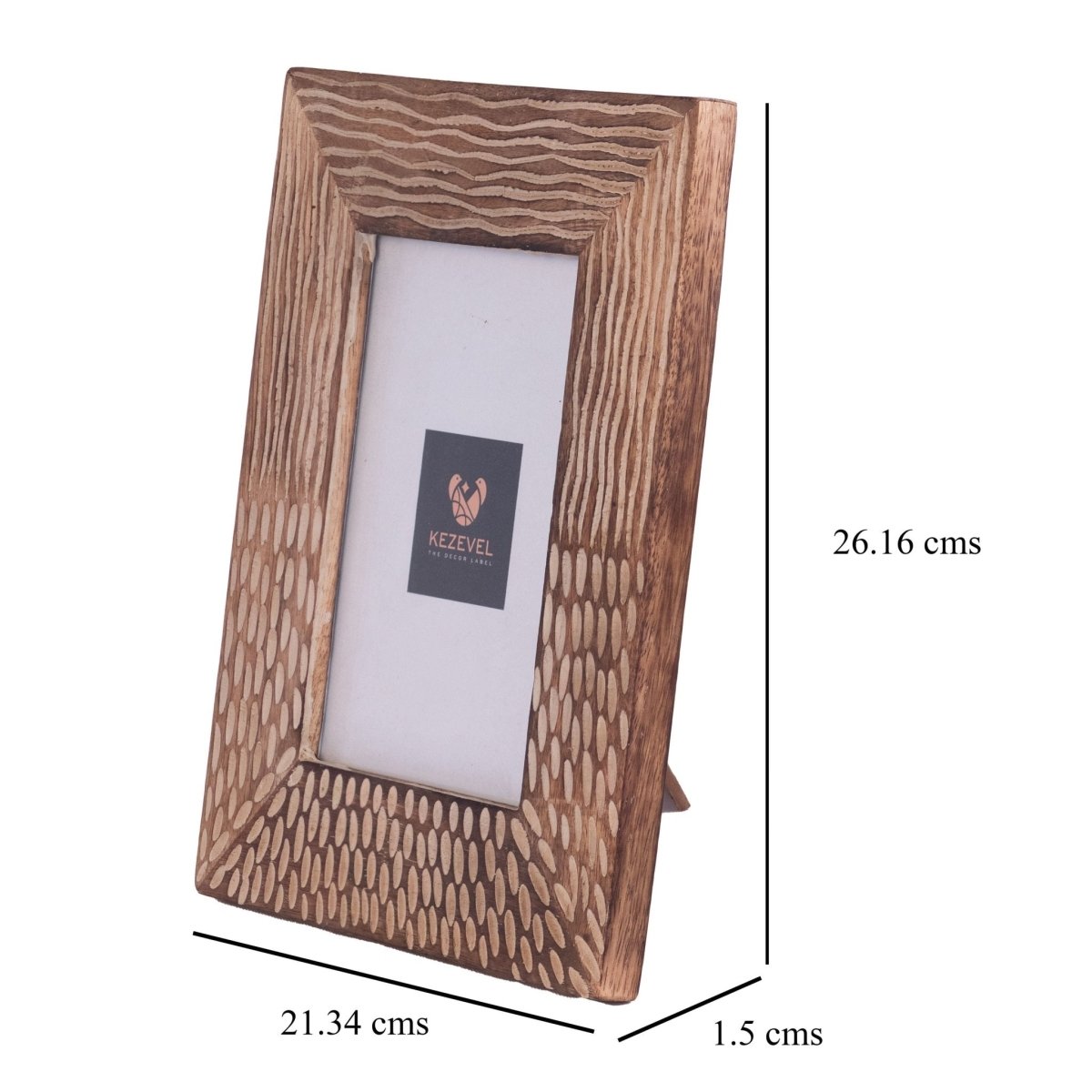 Kezevel Wooden Carved Photo Frames - Artistic Rectangle Photo Frame in Mango Wood for Picture Size 5X7 inch , Picture Frame