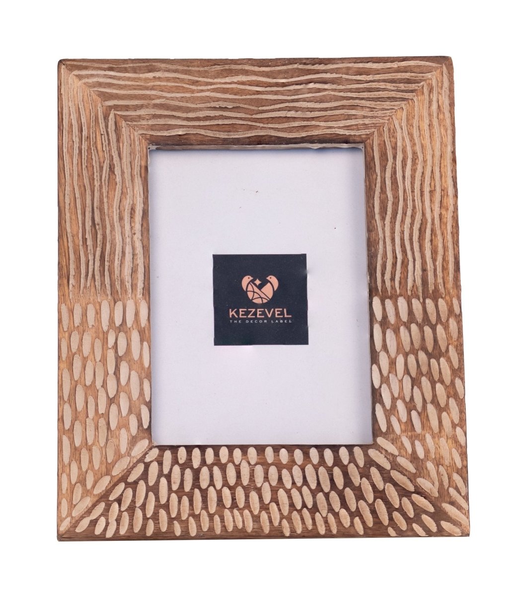 Kezevel Wooden Carved Photo Frames - Artistic Rectangle Photo Frame in Mango Wood for Picture Size 5X7 inch , Picture Frame