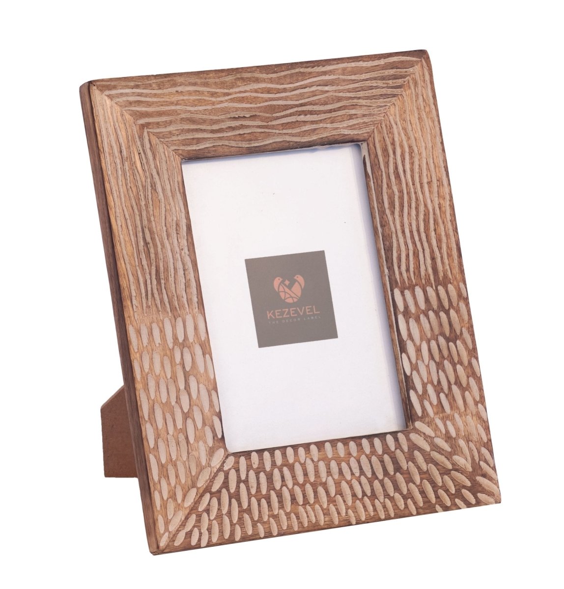 Kezevel Wooden Carved Photo Frames - Artistic Rectangle Photo Frame in Mango Wood for Picture Size 5X7 inch , Picture Frame