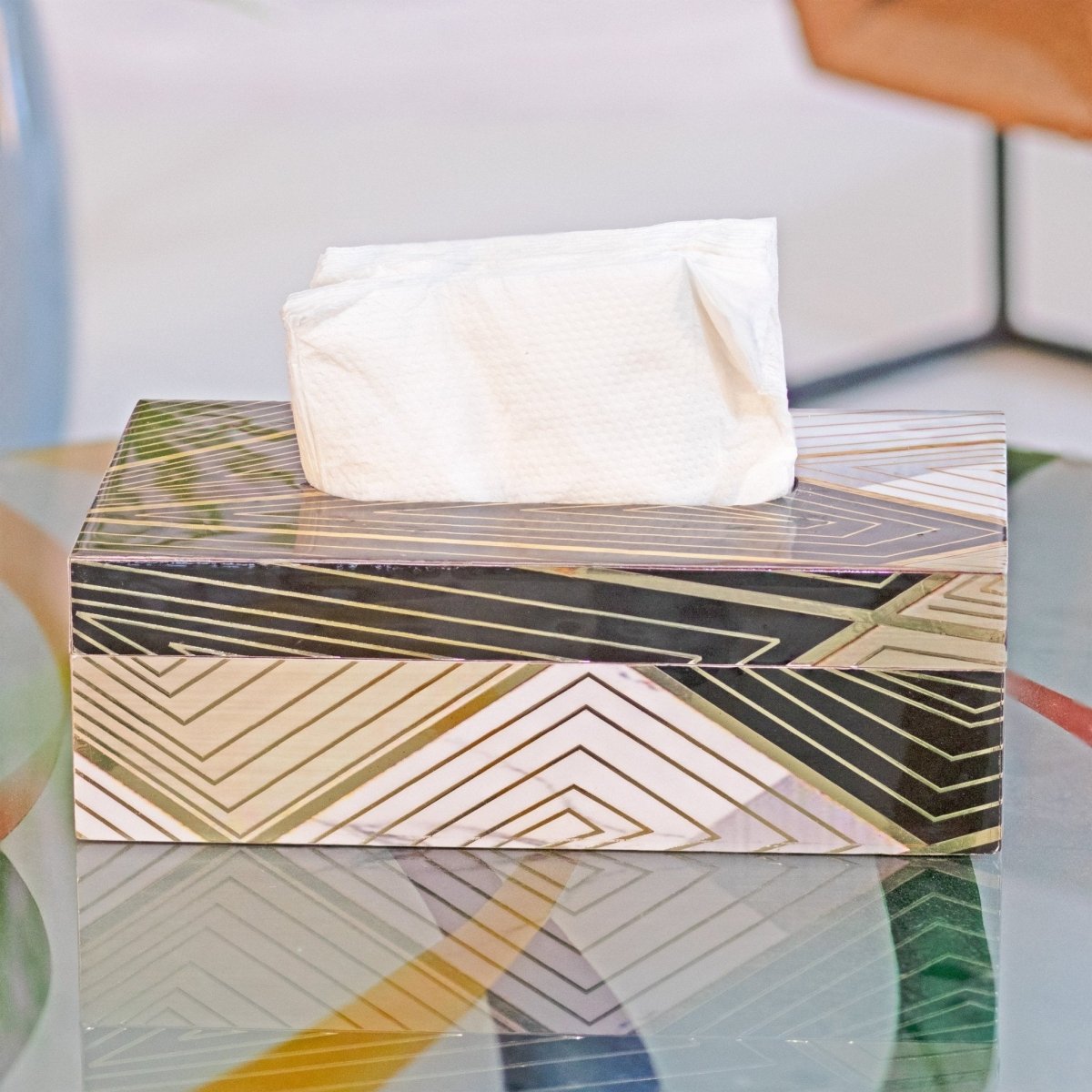 Kezevel Wooden Tissue Paper Holder - Rectangular Tissue Paper Dispenser, Tissue Paper Box for Dinning Table, Car, Home