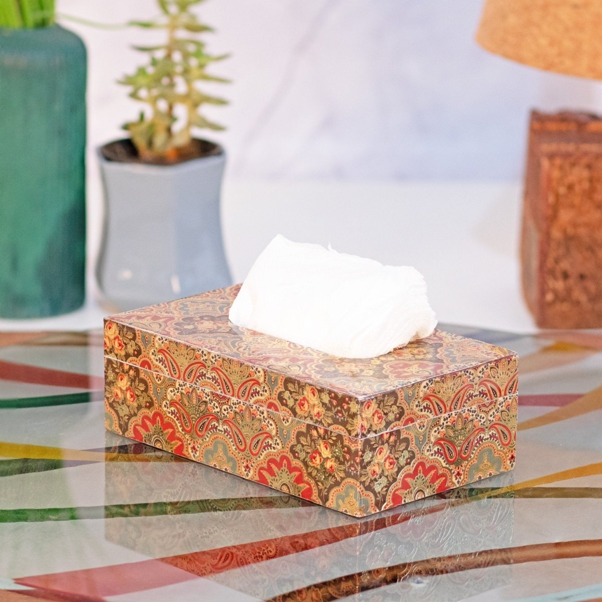 Kezevel Wooden Tissue Paper Holder - Rectangular Tissue Paper Dispenser, Tissue Paper Box for Dinning Table, Car, Home